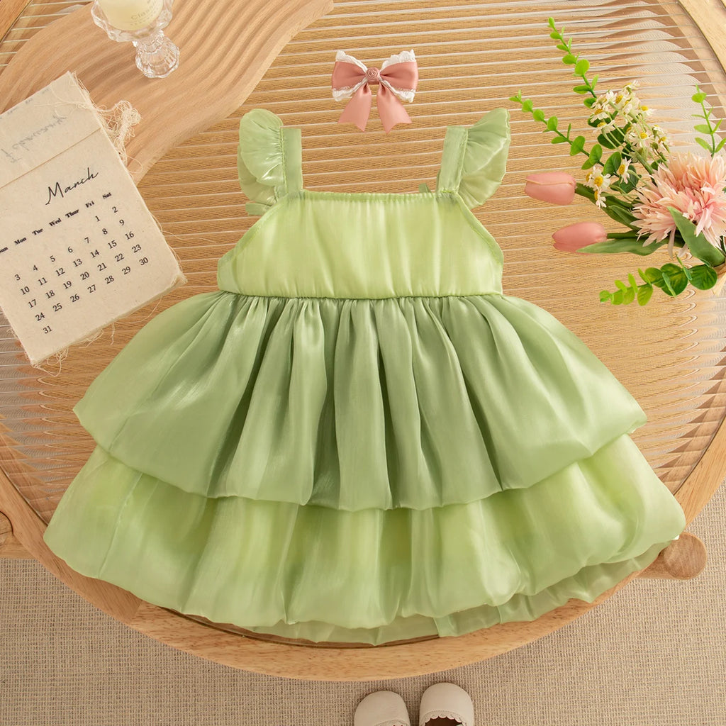 Summer New Sweet Tulip Baby Girl Dress, Cute Ruffled Sleeve Children'S Clothing For Babies Aged 9 Months To 3 Years Old
