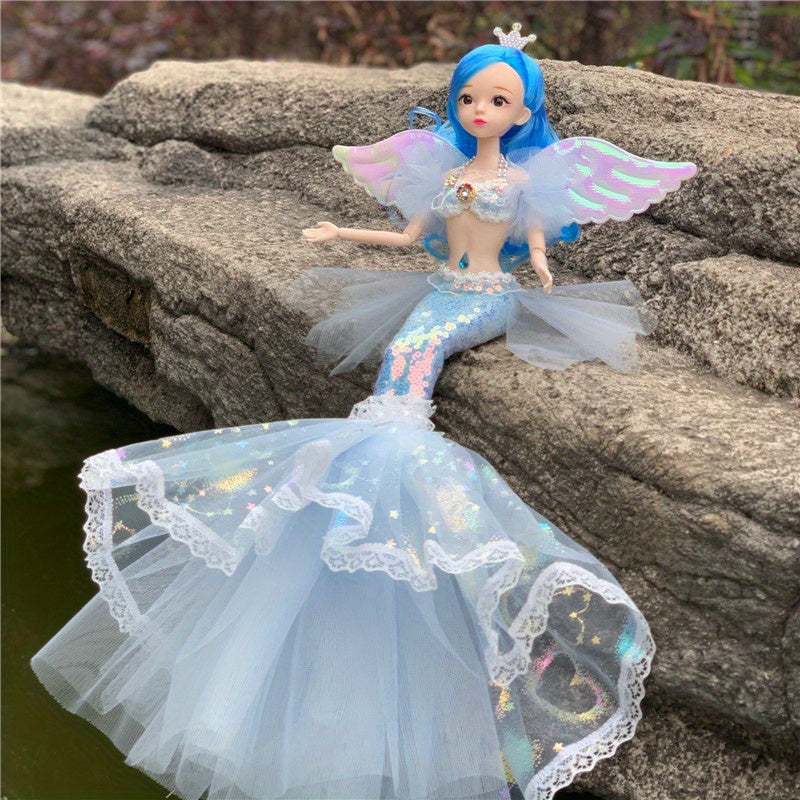 Colorful Mermaid Doll Rainbow Princess Toy Children's Pretend Play House Dress Up Toy Christmas Birthday Gift for Girls