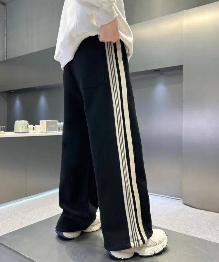 2025 New Release Boys' Wide-Leg Pants - Breathable Sporty Straight Leg for Boys 120-170cm, Spring Autumn Streetwear Casual Wear