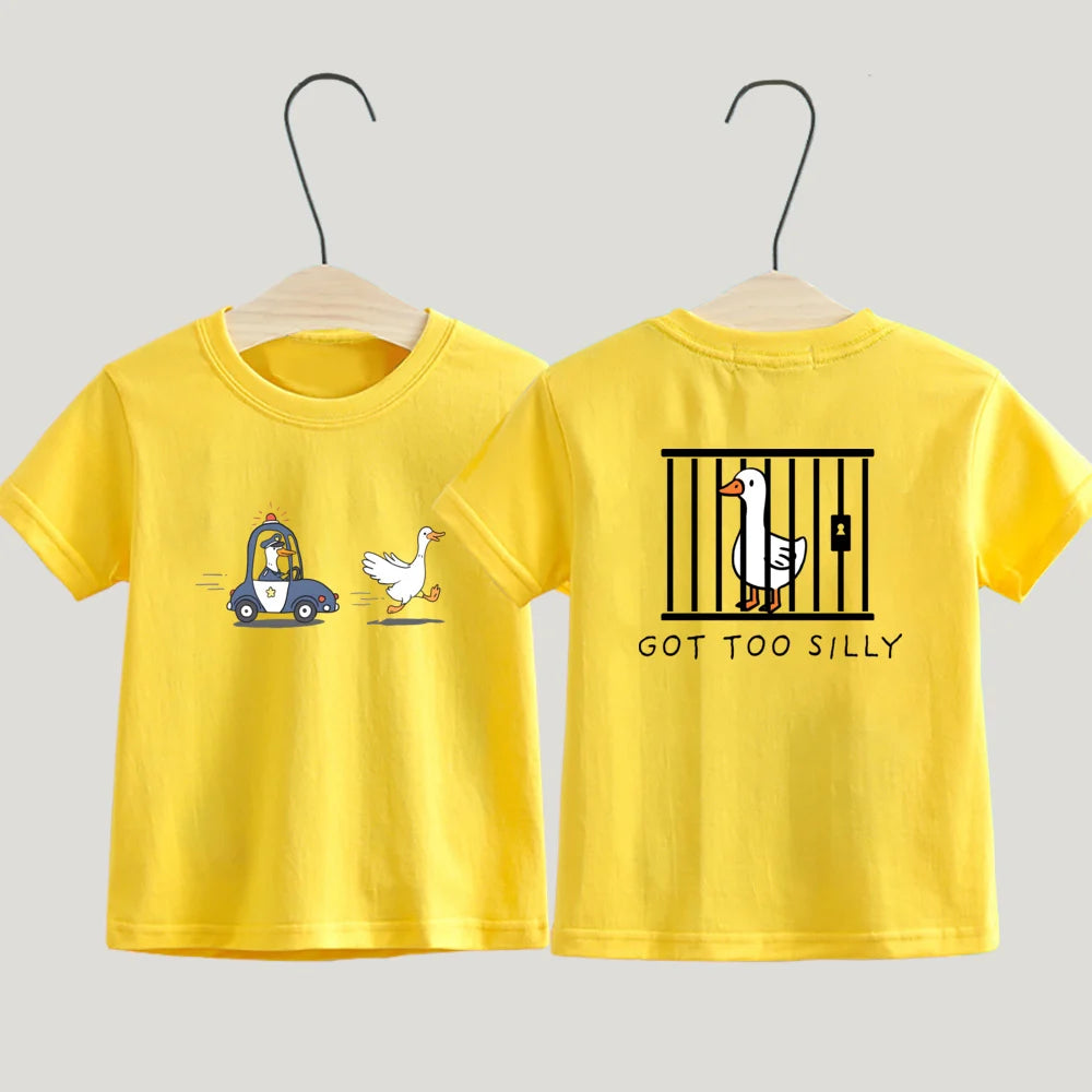 Got Too Silly Toddler Shirt Funny Silly Goose Boys Girls Short Sleeve Tee Funny Farm Animal Kids Shirt Baby Funny Shirts
