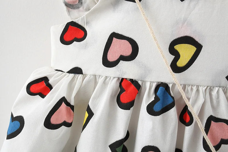 Summer New Colorful Heart Baby Girl Dress, Beach Party Children'S Sleeveless Clothes Free Dragonfly (9 Months -3 Years Old)