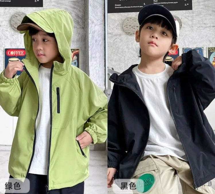 2025 New Kids Outdoor Jacket Unisex Sporty Design Spring Autumn Wear Trendy Waterproof Windproof Jacket for Boys Girls Ages 8-14