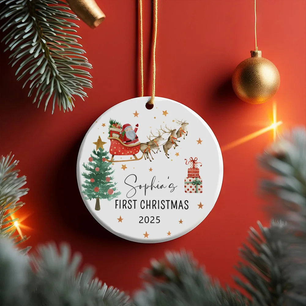 Personalized Baby's First Christmas Ornament Custom Name Gift for Newborn Christmas Tree Decor Photography Accessories
