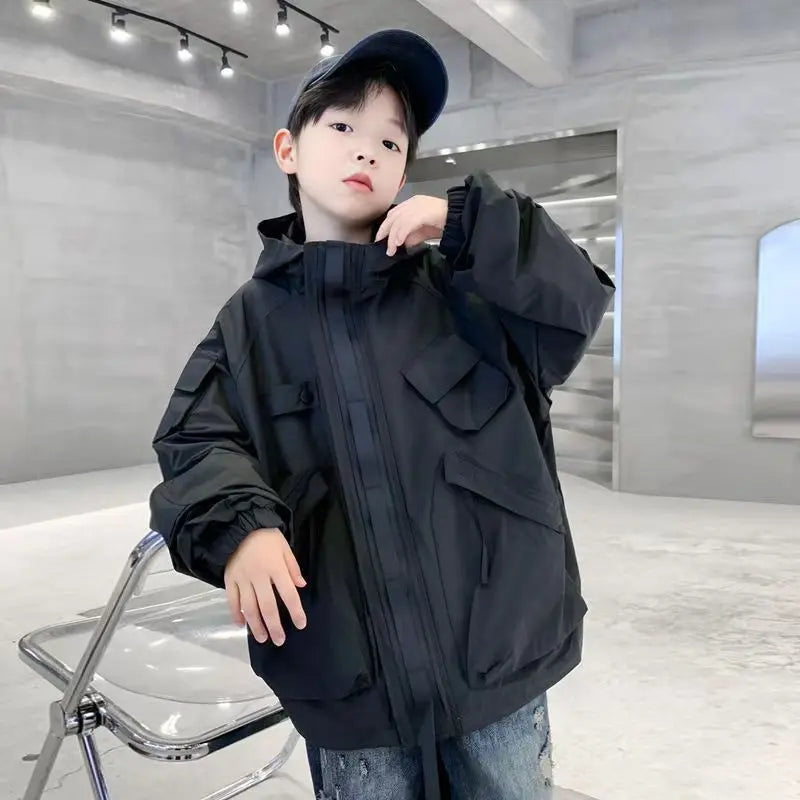 2025 New Boys Windbreaker Jacket Spring Autumn Waterproof Windproof Youth Unisex Stylish Outdoor Jacket for Kids