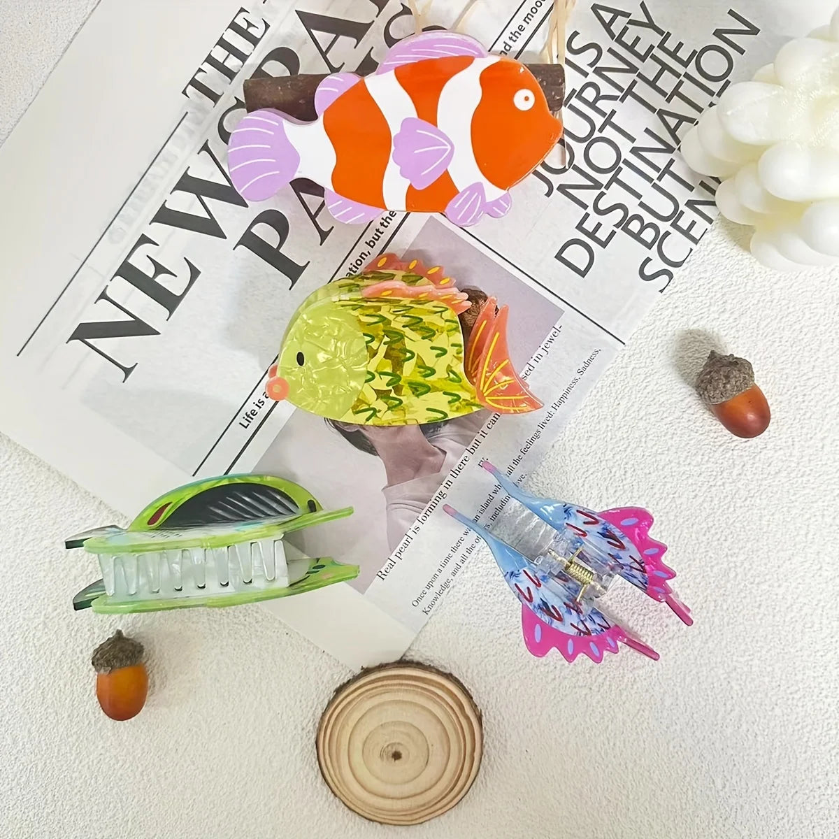 Cute Ocean Series Fish acetic acid Hair clip for women elegant Shark Clip Fashion Girl hair claw