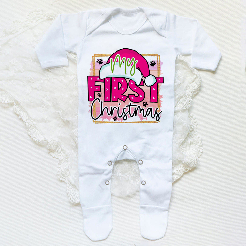 First Christmas Print Baby Sleepsuit Xmas Babygrow Sleepsuit Infant Christmas Gift Boys Girls Clothes Baby Coming Home Outfits