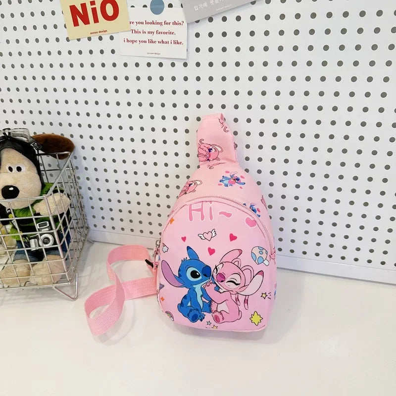 Cartoon Mini Stitch & Angel Sling Chest Bag Anime Crossbody Storage Bag Shoulder Bag Coin Purse Halloween Christmas party gift