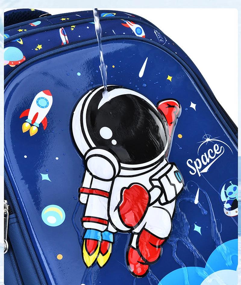 Children's Shoulder Bag Cartoon 3D Stereoscopic Astronaut Schoolbag Waterproof Kid Backpack Little Boy Dream Elementary School