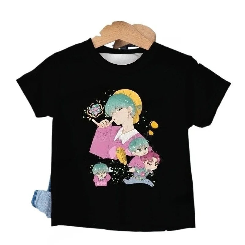 2025 KPop Demon Hunters Girl Boys T-shirt Tops New Fashion Casual Kids T-shirt Short Sleeve Kids Soda Pop Cartoon Harajuku Tee
