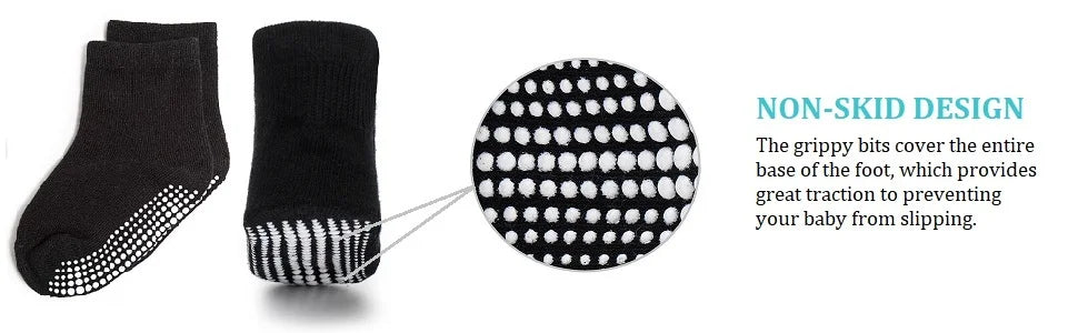 6 Pairs/Lot Fashion Children Socks Grip Crew Socks with Non Slip/Anti Skid Soles for Baby Infants Toddlers Kids Boys Girls 0-7y