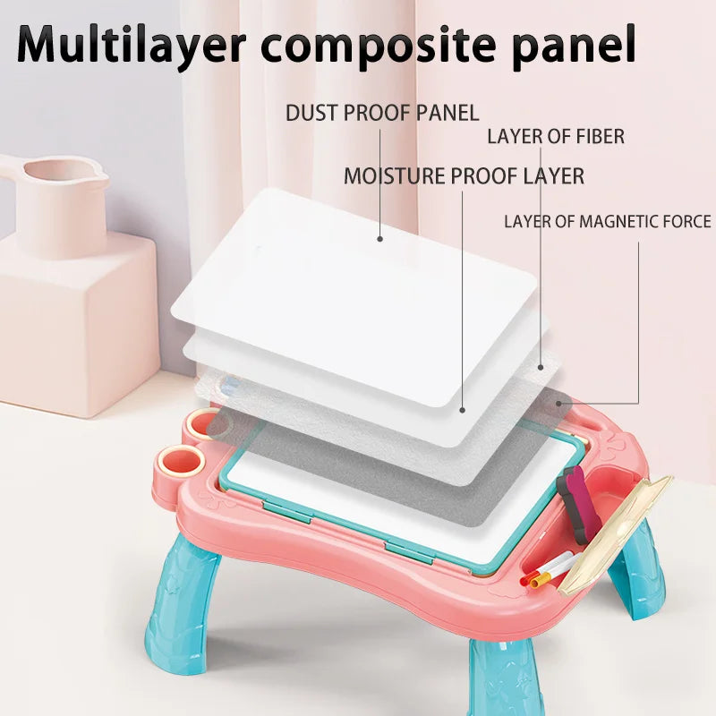 Table Art Easel for Kids Double Sided Foldable Tabletop Drawing Easels Chalkboard Desk with Graffiti Board Game Accessories