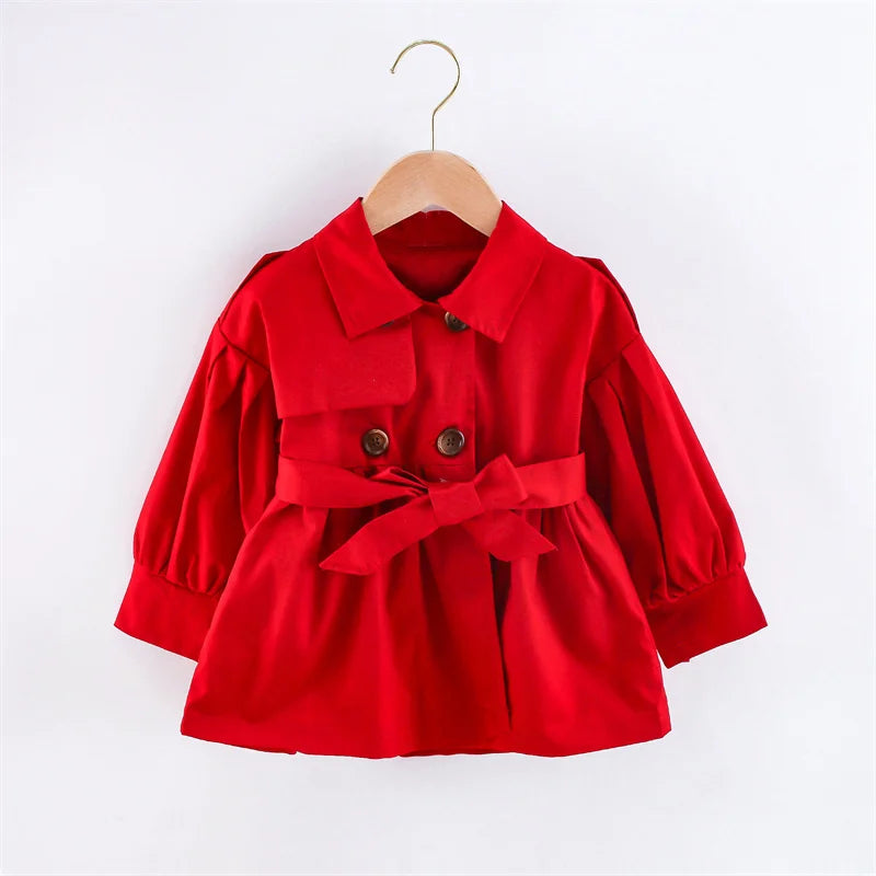 (0-3 Years Old) New Korean Style Baby Girl Coat For Spring And Autumn, Simple Solid Color Children'S Long Sleeved Clothes