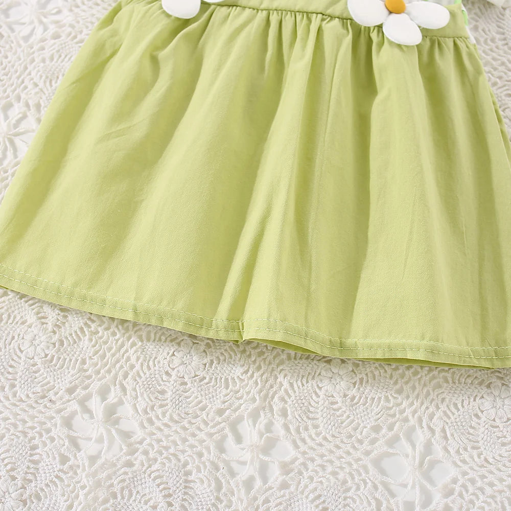 Summer New Style Fake Two Short Sleeved Baby Girl Dress, Small Floral Petal Collar Children'S Clothing (6-24 Months)