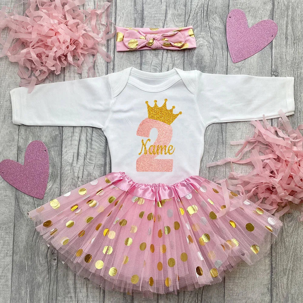 Personalized Baby Birthday Bodysuits Cake Dresses Custom Baby Girl Dress Infant Girls Sequin Tutu Skirts Clothes Birthday Gift