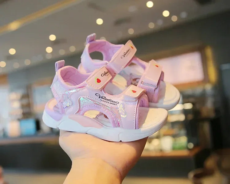 Girls Sandals Gladiator Cartoon Sweet Soft Children Beach Shoes Kids Summer Floral Sandals Princess Shoes Fashion Cute