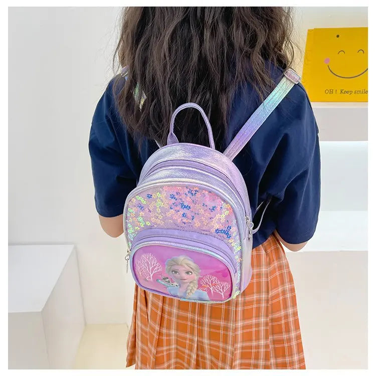 Disney Frozen Girls Backpack Elsa Princess New Girls Backpack Cartoon Cute Sequins Fashion Trend Kindergarten School Bag