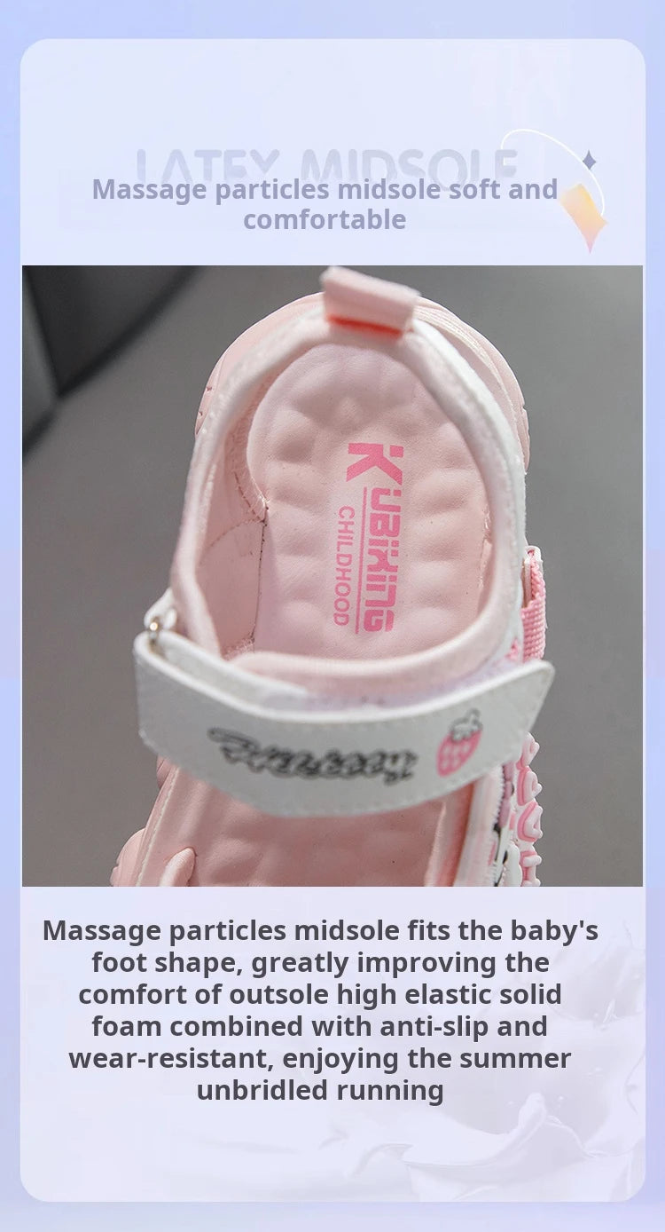 Summer Bestsellers Sanrio Kuromi's New Cute Color-blocked Flat Mesh Breathable and Anti-slip Cartoon Flip-flops for Girls