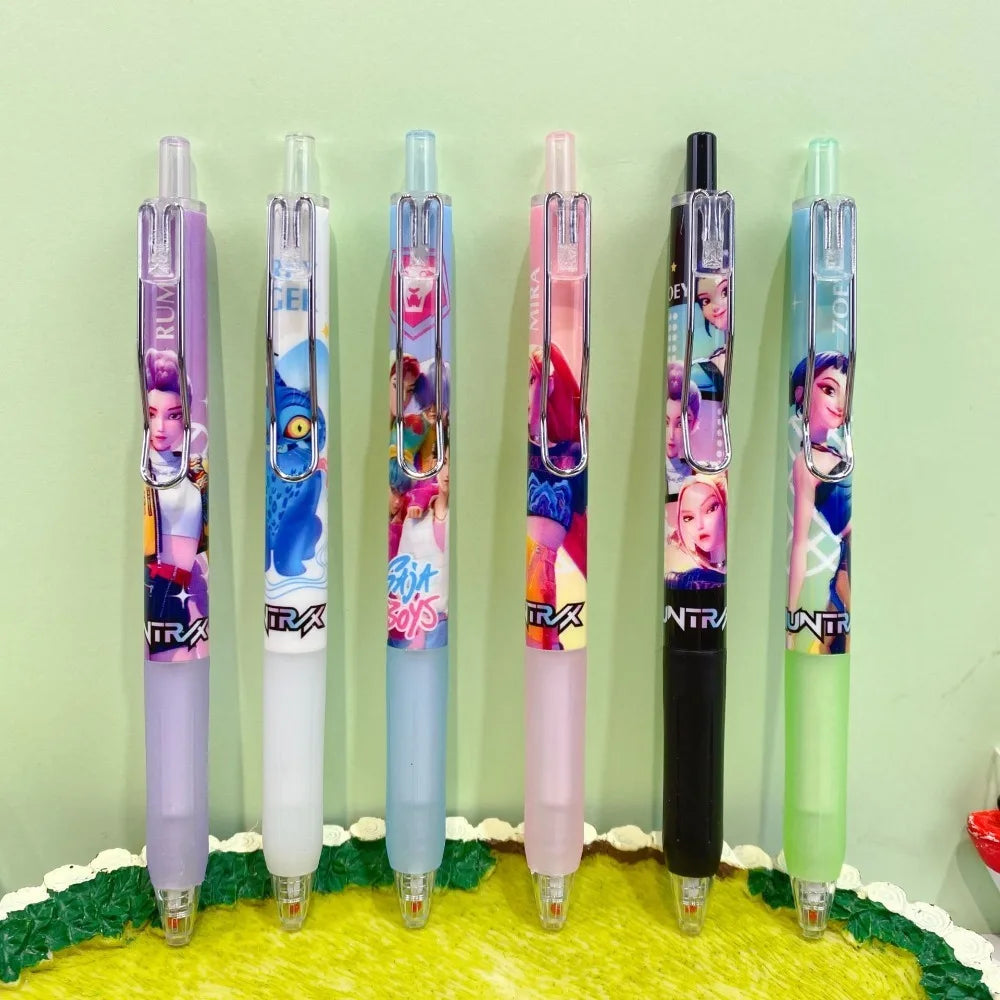 1/3/6/12/24Pcs KPop Demon Hunters Black Gel Pen Blind Box Student Writinng Pen Anime Figure Stationery Study Supplies Gift 0.5mm