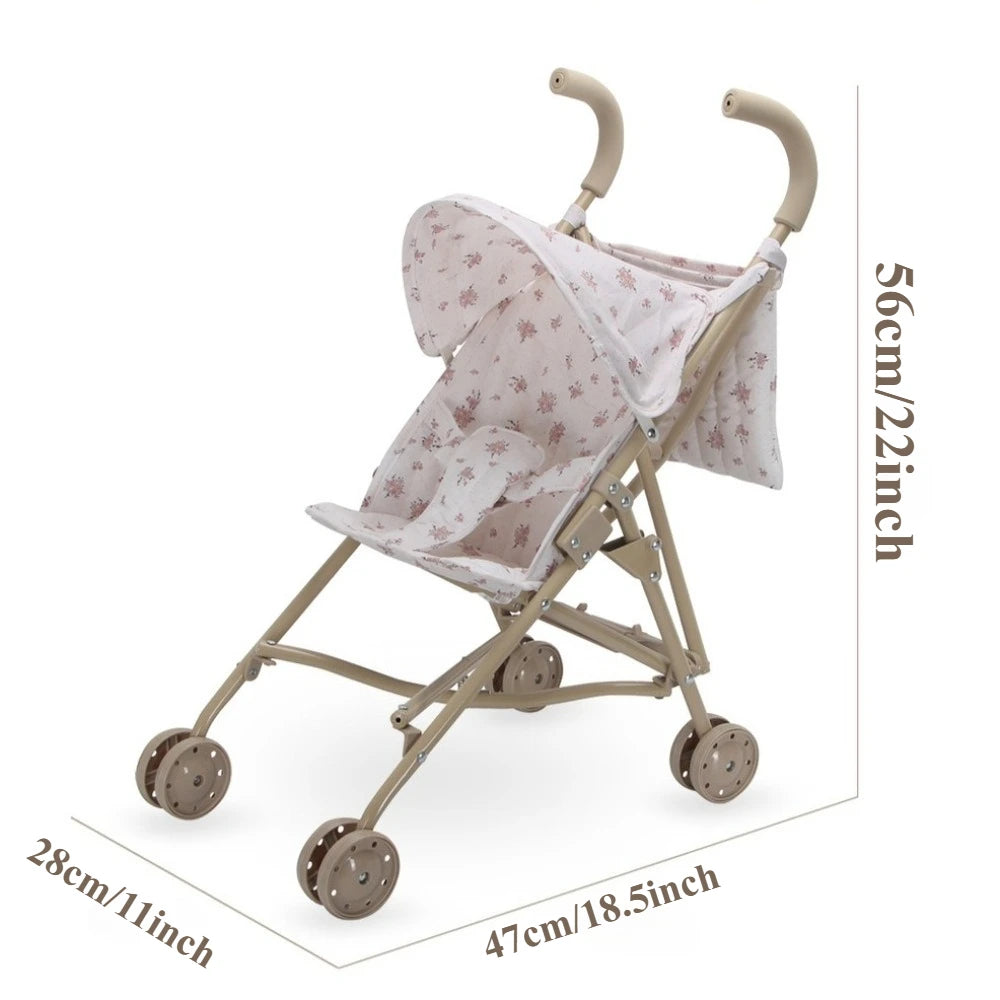Dolls To Play Baby Doll Stroller Toy for Girls with Canopy Storage Bag Pretend Play Foldable Christmas Gifts for Kids Toddlers