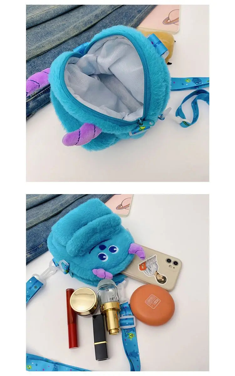 Disney Strawberry Bear 2025 New Girl Plush Backpack Cartoon Children Plush Messenger Bag Fashion Trend Girls Coin Purse