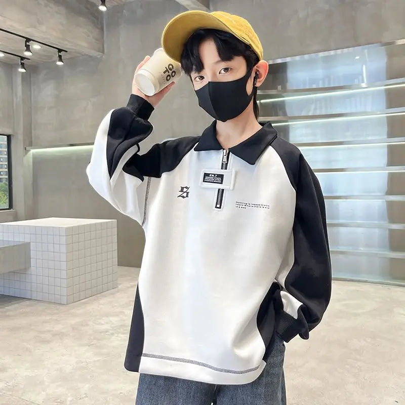 2025 New Arrival Boys' Base Layer Long Sleeve Top Spring Autumn Big & Mid Size Kids Stylish Cool Trendy Top