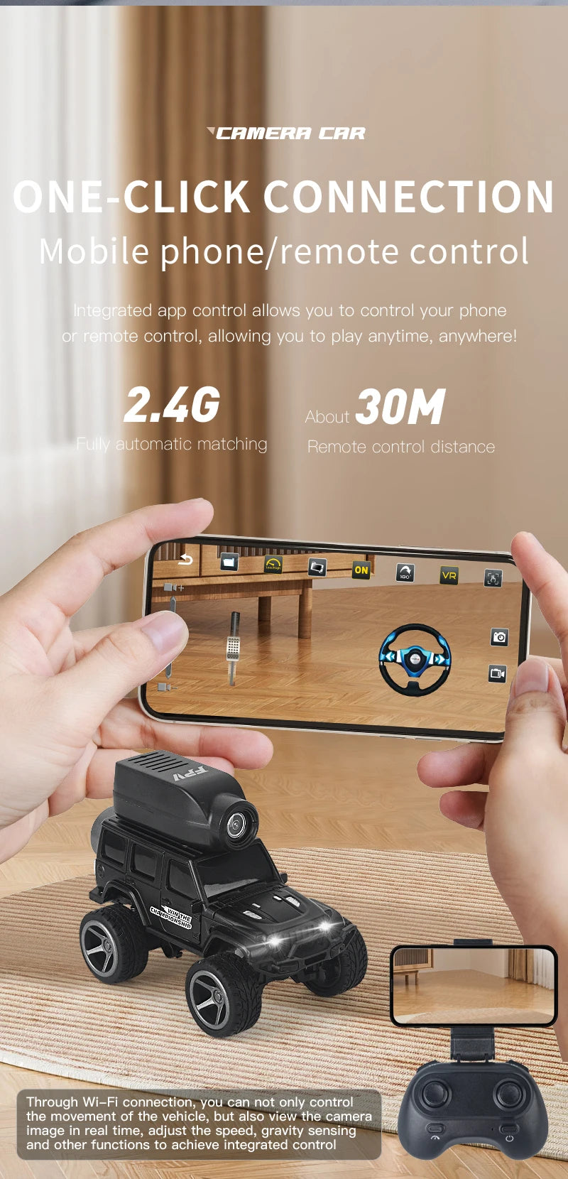 KF32 1:64 RC Mini Climbing Alloy Video Car With LED Light  and HD Camera Radio Remote Control Vehicle Toy for Kids Best Gift