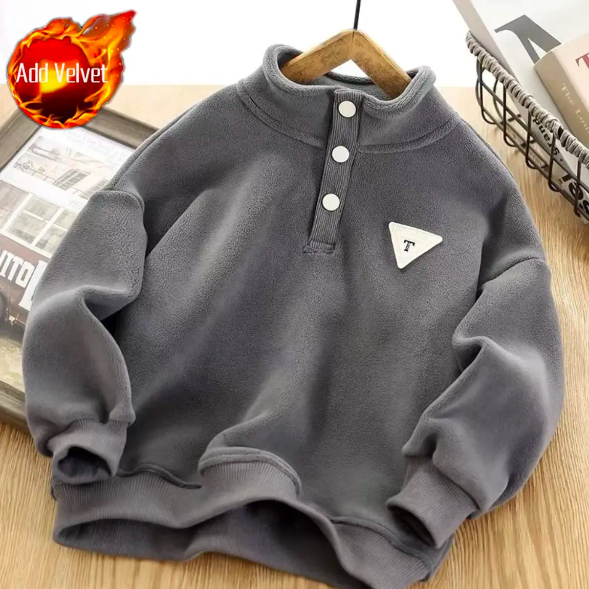 High-Quality Winter Kids' Double-Sided Fleece Lined & Thickened School Uniform Must-Have Mid-Big Size Sweatshirt