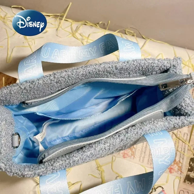 Disney Stitch New Women's Plush Shoulder Bag Cartoon Cute Women's Plush Shoulder Messenger Bag Fashion Embroidery Women's Bag