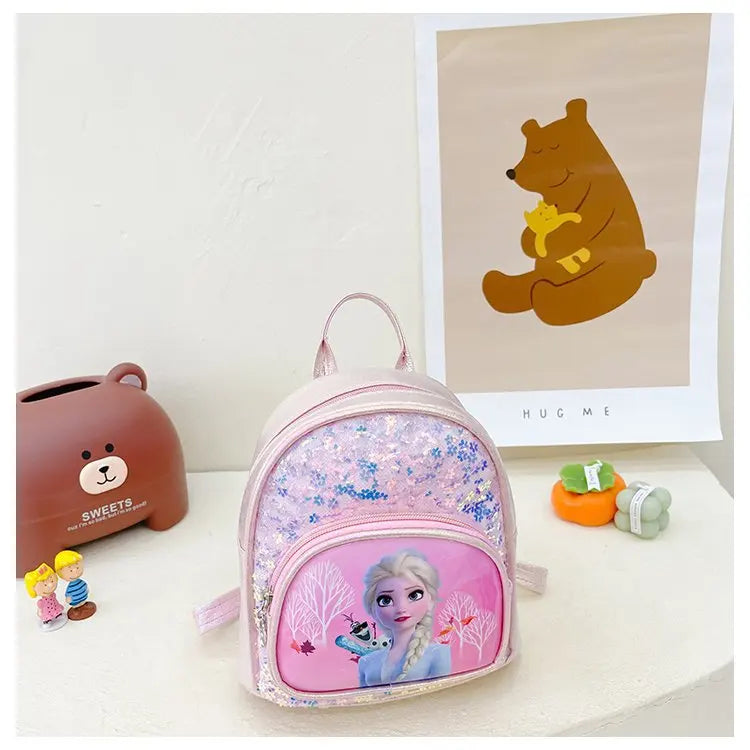 Disney Frozen Girls Backpack Elsa Princess New Girls Backpack Cartoon Cute Sequins Fashion Trend Kindergarten School Bag