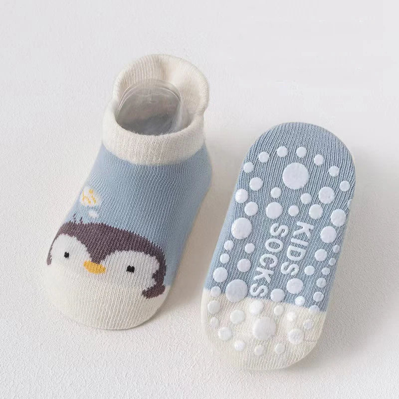 6 Pairs Spring Summer Kids Cotton Socks Children Autumn Cute Cartoon Animal Pattern Comfy Breathable Baby Non-slip Floor Socks