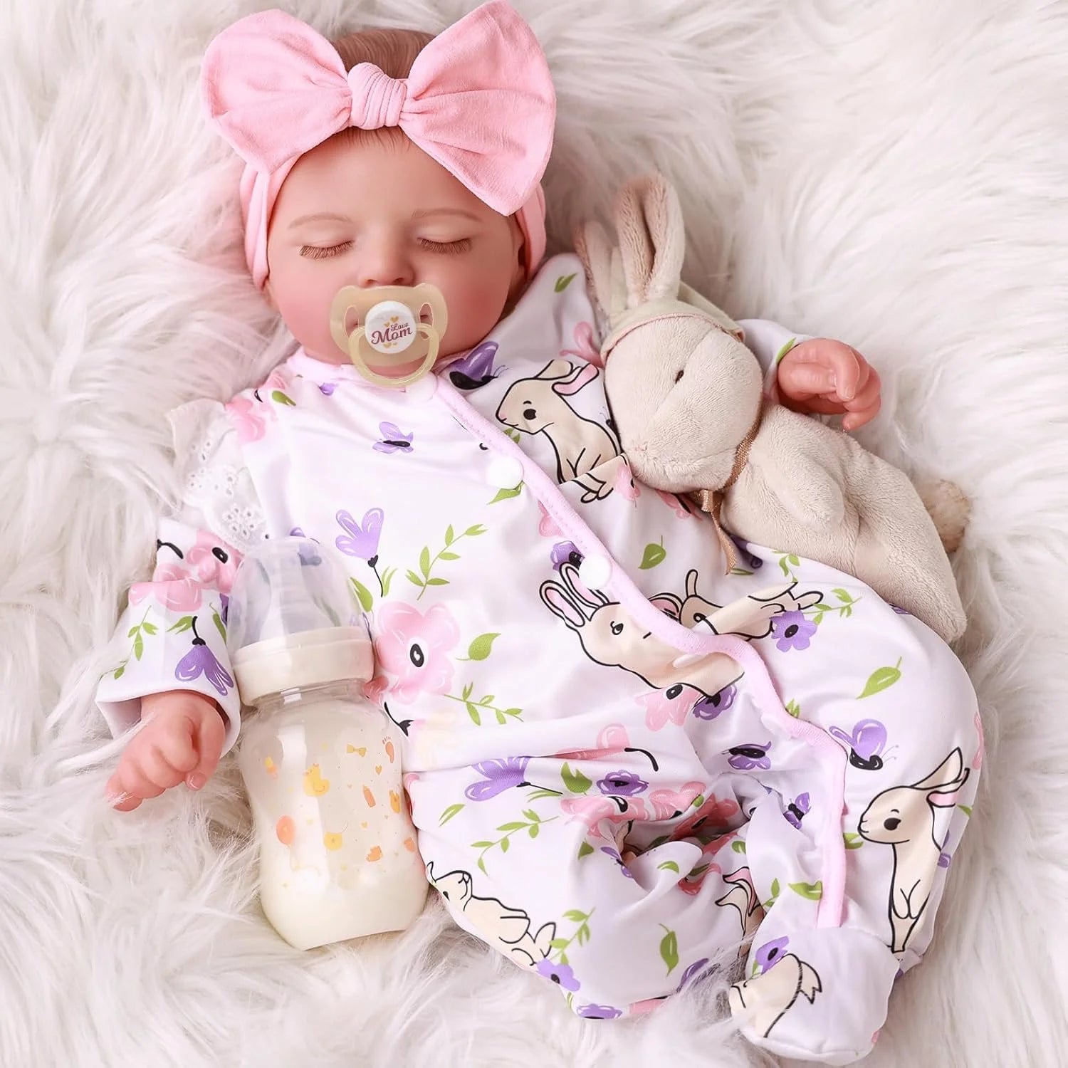 NPK 18inch Rosalie Newborn Baby Reborn Doll - Hand-Painted High-Quality 3D Skin Tone with Toy Included