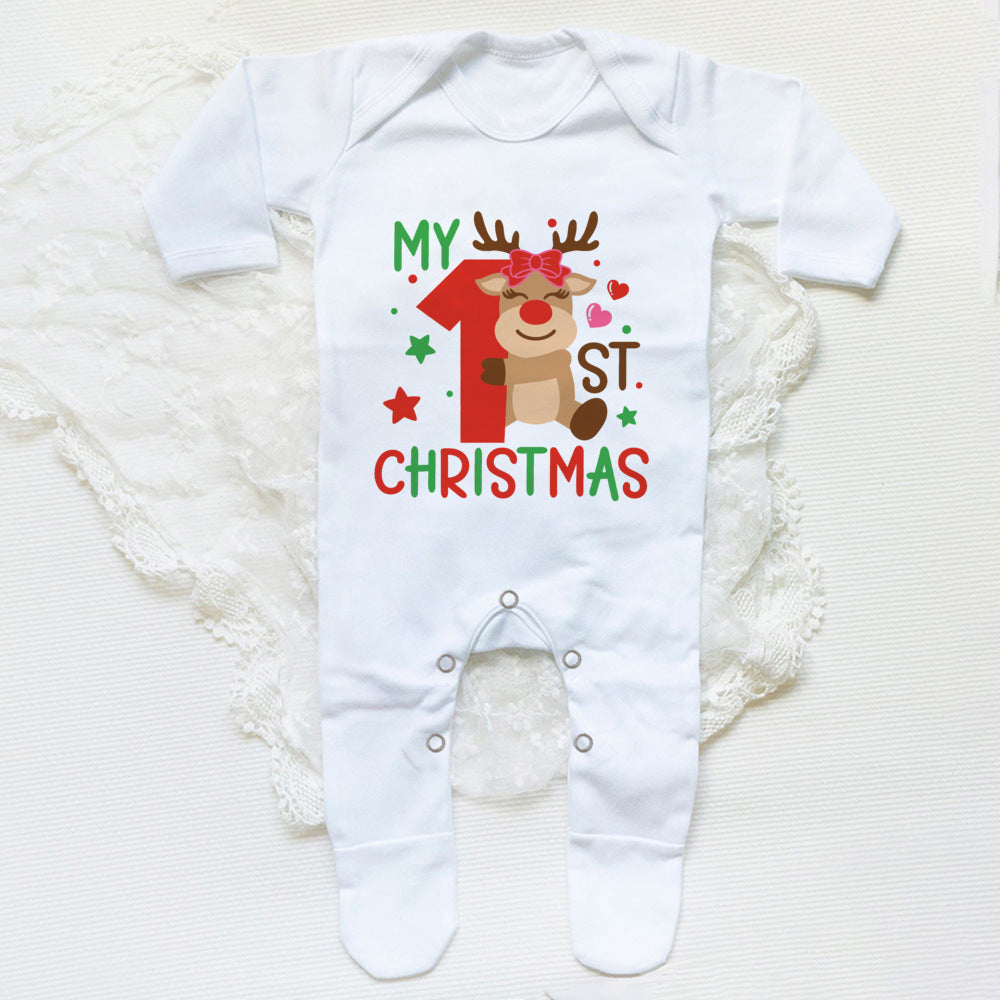 First Christmas Babygrow Sleepsuit Xmas Infant Sleepsuit Boys Girls Cute Clothes Toddler Christmas Gift Baby Xmas Party Outfits