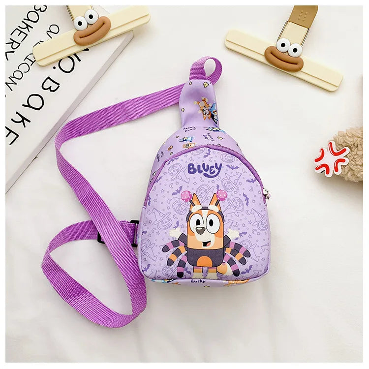 Bingo Friends Children's Bag Cute Bluey Family kids Chest Bag Kindergarten Cartoon Light Crossbody Bag Halloween Christmas gift