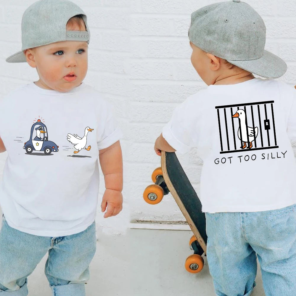 Got Too Silly Toddler Shirt Funny Silly Goose Boys Girls Short Sleeve Tee Funny Farm Animal Kids Shirt Baby Funny Shirts