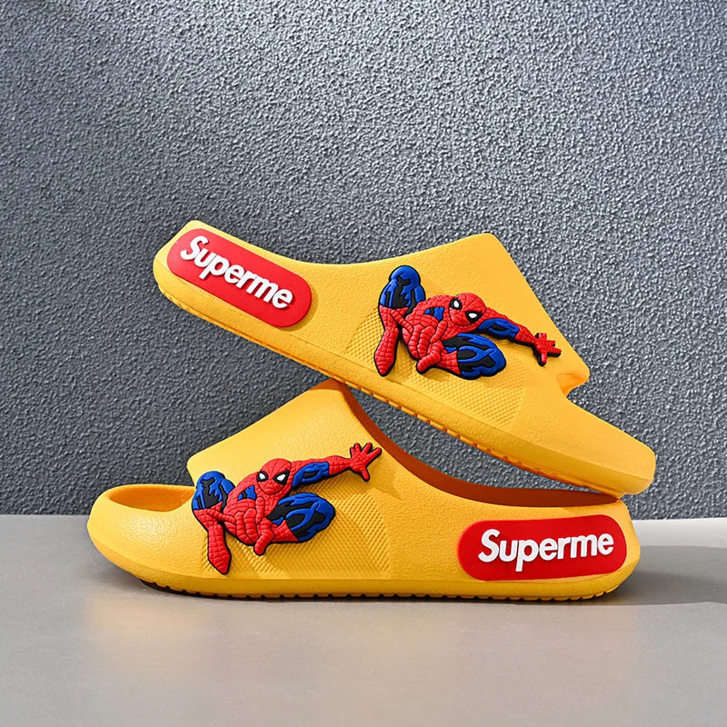 Disney Children Home Slippers Kids Cartoon Spiderman Boys Girls Soft Sole Shoes Anti-Slip Beach Slippers Size 24-45