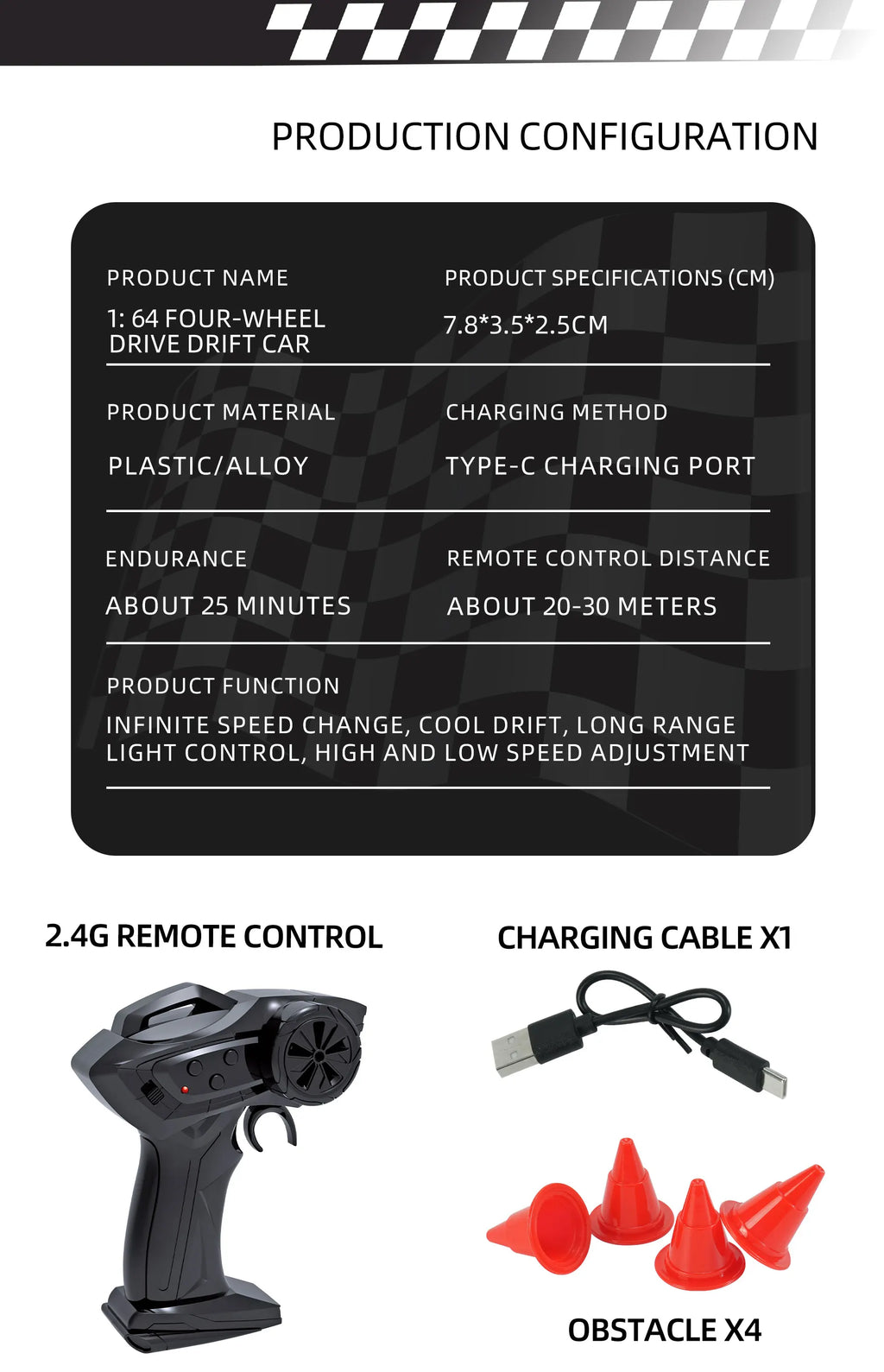 Fqd23 Fqd25 1/64 Rc Car 2.4g 4wd Mini High Speed Racing Car Simulation Car Model Toy Remote Control Drift  For Kids Gifts