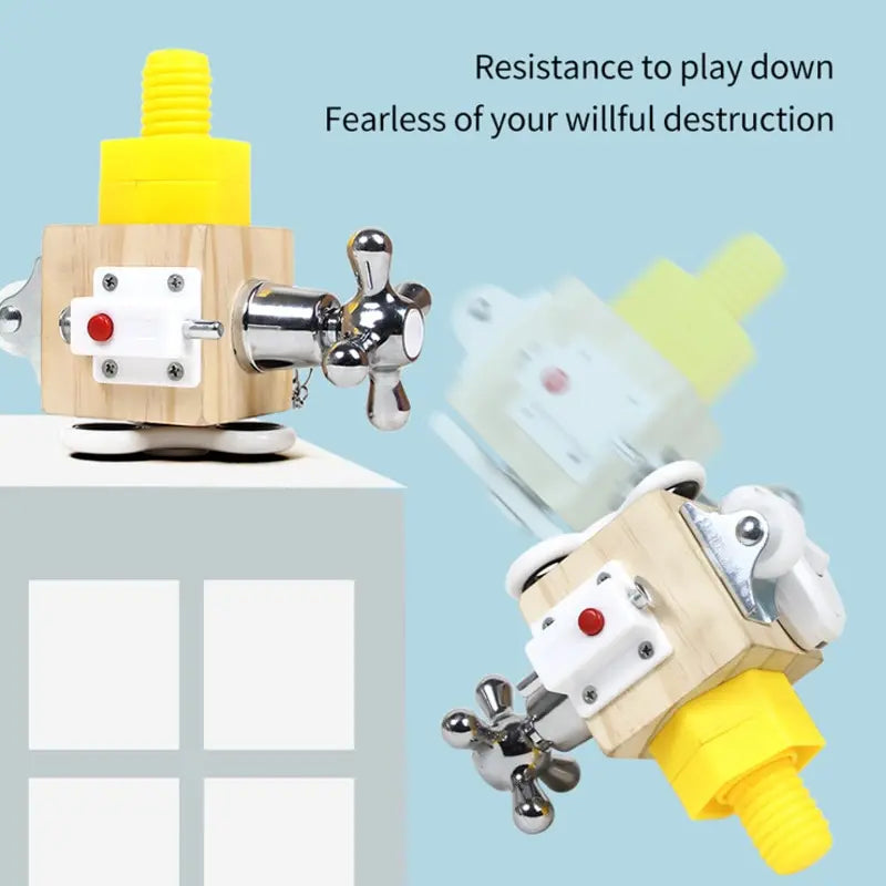 Kids Busy Cube Wooden Fidget Toy Cube Montessori Educational Baby Travel Toys Learning Basic Life Skills Sensory Busy Boards