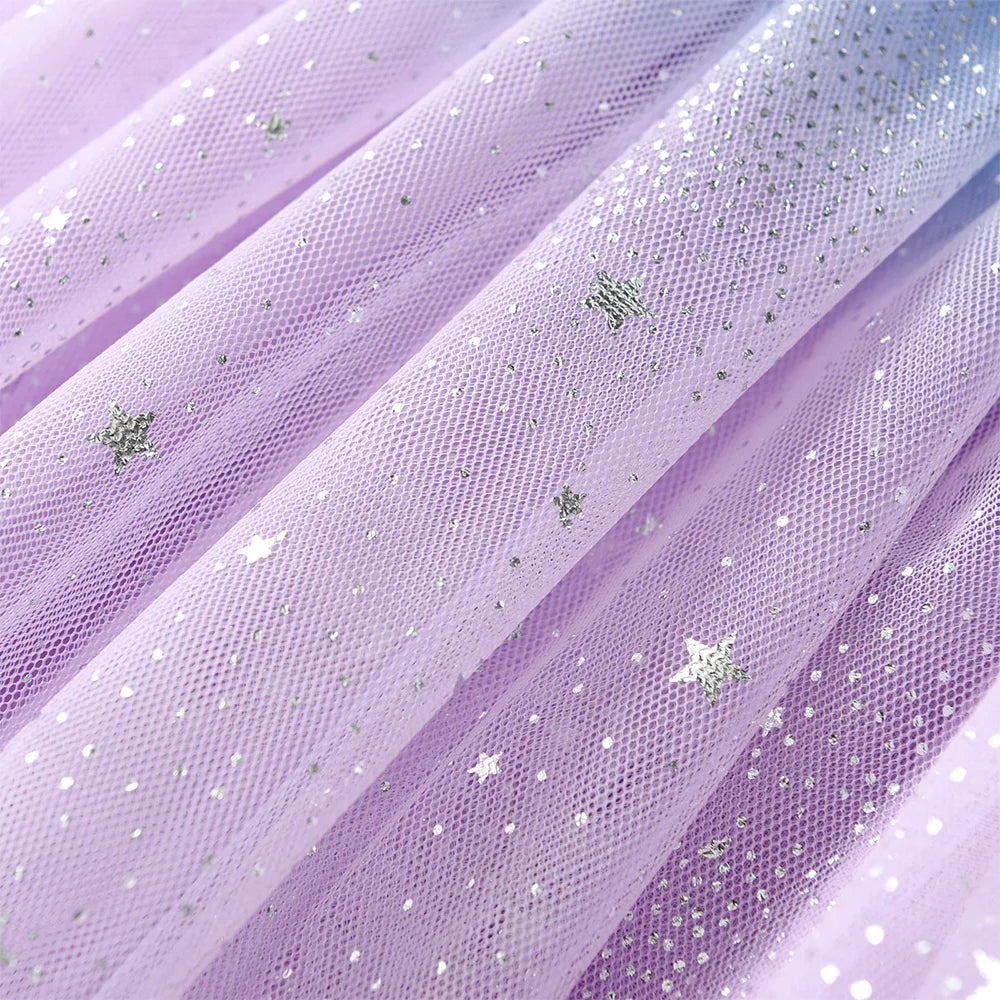 VIKITA Girls Gradient Skirts Kids Star Sequins Elegant Fashion Skirt Kids Mesh Tulle Princess Mini Skirt Children Clothes 3-8Yrs