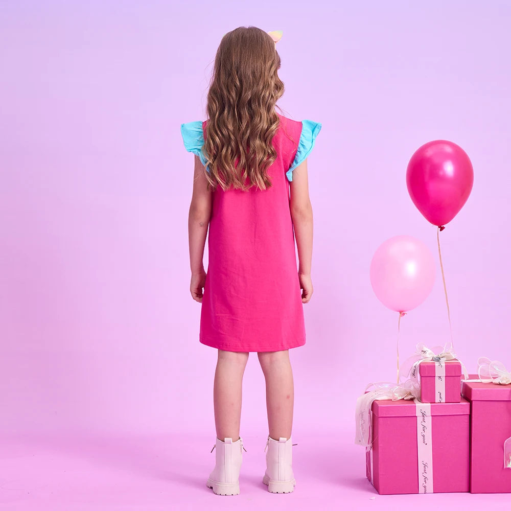 DXTON  Summer Kids Dresses For Girls Cartoon Toddler Clothing Everyday Children Dress Mermaid Sequin Princess Girls Casual Wear