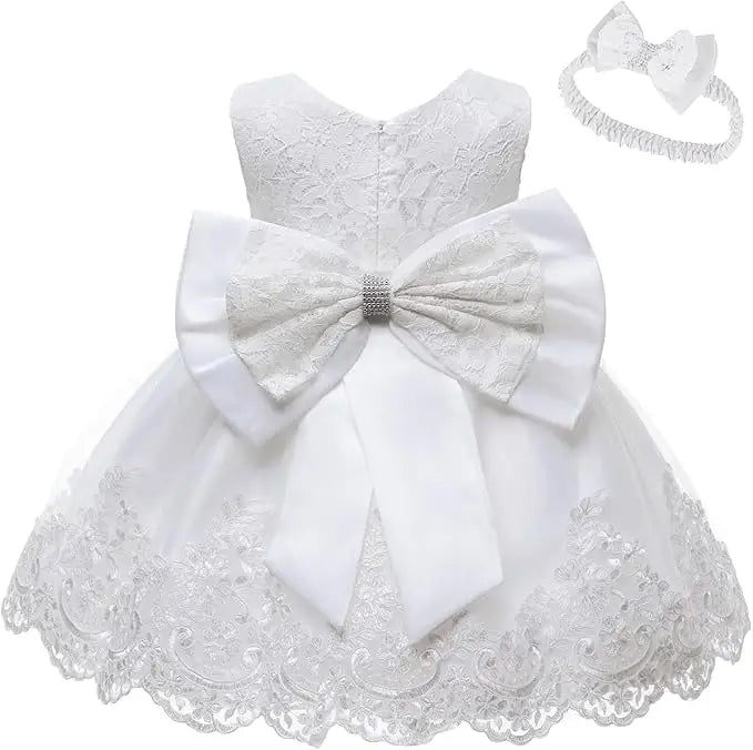 New Year Dress For Girls White Bridesmaid Dresses For Wedding Prom Gown Big Bow Girls Elegant Dresses Red Puffy Christmas Dress