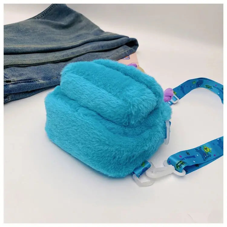 Disney Strawberry Bear 2025 New Girl Plush Backpack Cartoon Children Plush Messenger Bag Fashion Trend Girls Coin Purse