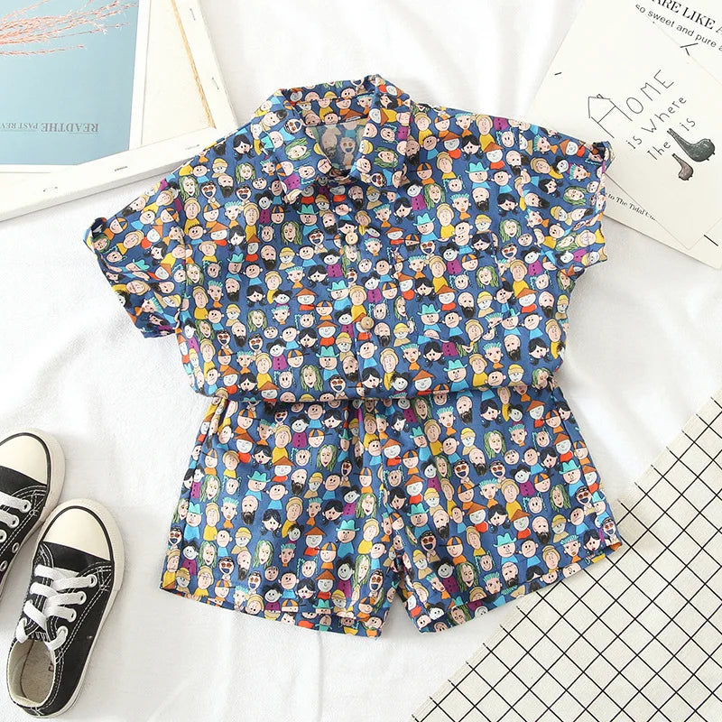 New Summer Baby Clothes Suit Children Boys Fashion Cartoon Shirt Shorts 2Pcs/Sets Toddler Casual Sports Costume Kids Tracksuits