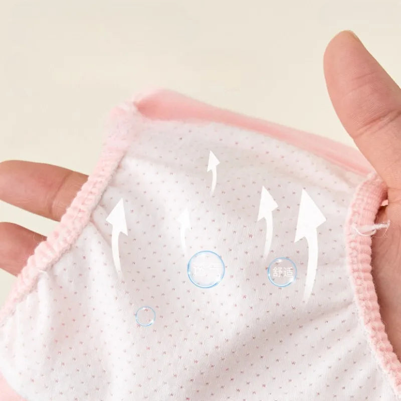 4PCS Cotton Soft Antibacterial Briefs for Girls Breathable Comfort Panties 3+y Young Children Clothing Kids Cute Print Underwear