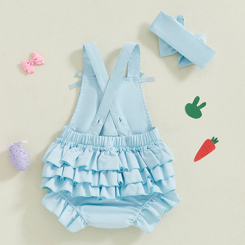 Toddler Girls 3Pcs Summer Outfits Floral Print Sleeveless Romper Headband Sandals Set Baby Clothes for 0-24 Months