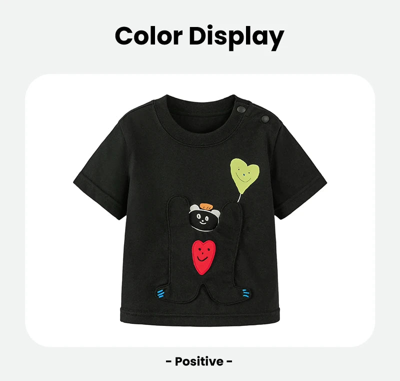 Mini Bala Boys And Girls Kids Short Sleeve T-Shirt 2025 New Spring White Black Baby Pure Cotton Top for Daily Life Casual