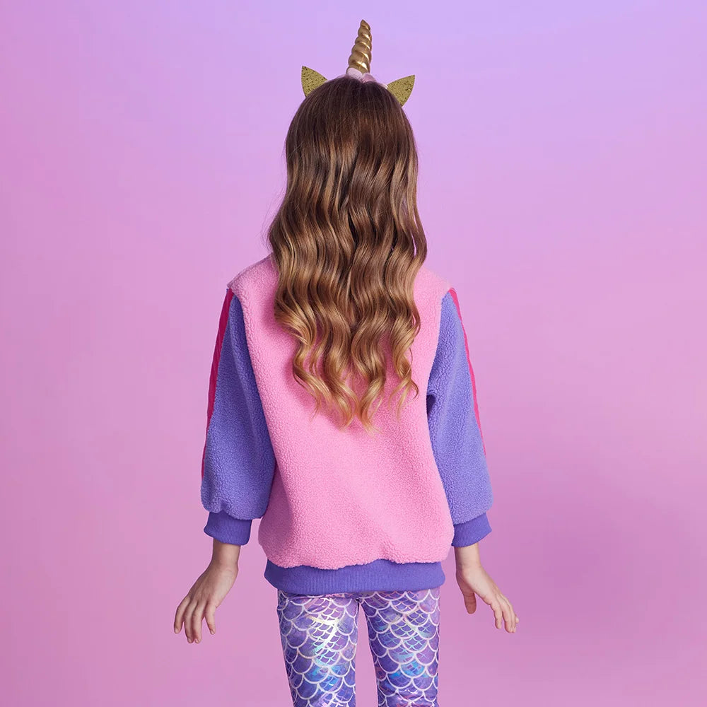 VIKITA Kids Fleece Sweatshirts Girls Hoodies Pullovers Winter Autumn Thick Warm Pullovers Outwear Children's Clothing 3-12 Yrs