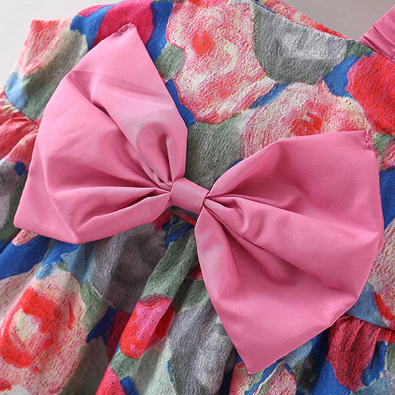 (0-3 Year Old Baby Girl Dress) Summer New Small Floral Bow Children'S Sleeveless Clothes, Free Bow Hat Included