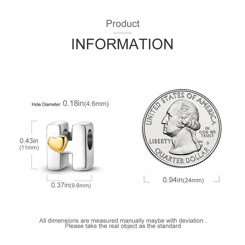 925 Sterling Silver DIY Alphabet Charms Beads LOVE Heart Letter Fit Original Bracelet Bangle Necklace Jewelry Marking Gift