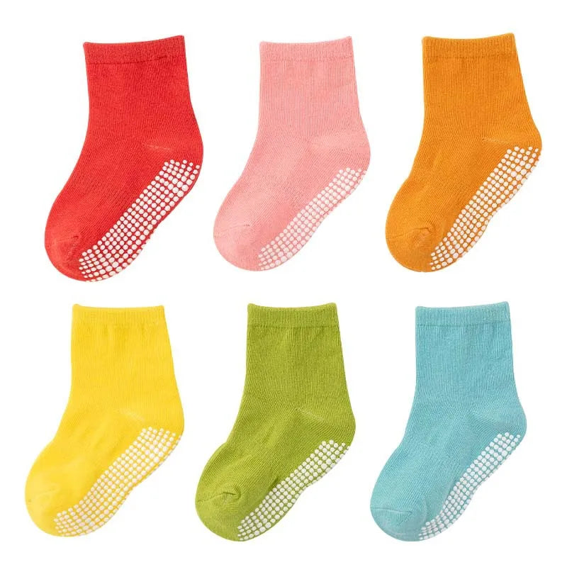1/3/6/9/12 Pairs Kids Cotton Socks Sets for Baby Boys Girls 2025 White Non-slip Comfy Breathable Baby Trampoline Floor Socks