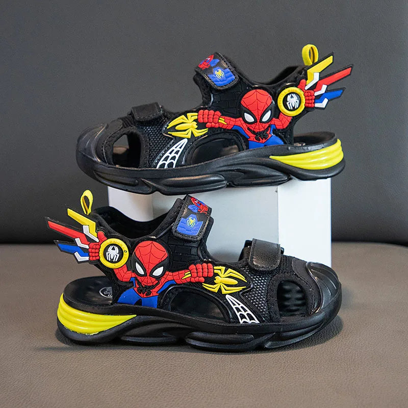 Disney Children's Cartoon Sandals Summer Boys' Beach Sandals Soft Soled Children's Sports Sandals Open Peep Toe Black Shoes